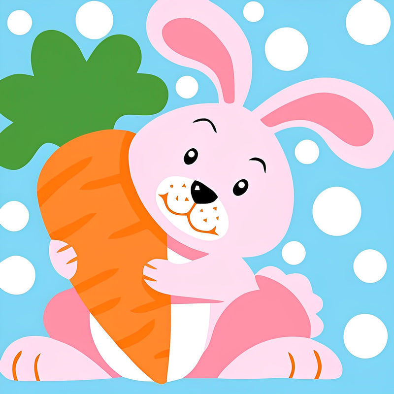 Rabbit with a Carrot Kids Diamond Painting