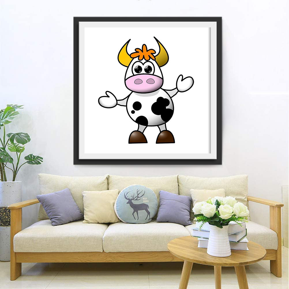 Cartoon Standing Cow for Children Diamond Painting