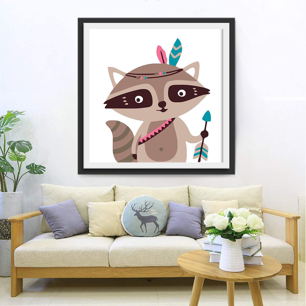 Racoon in the Tribe Cartoon Diamond Painting