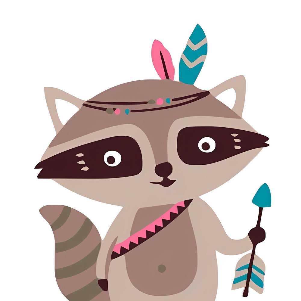Racoon in the Tribe Cartoon Diamond Painting