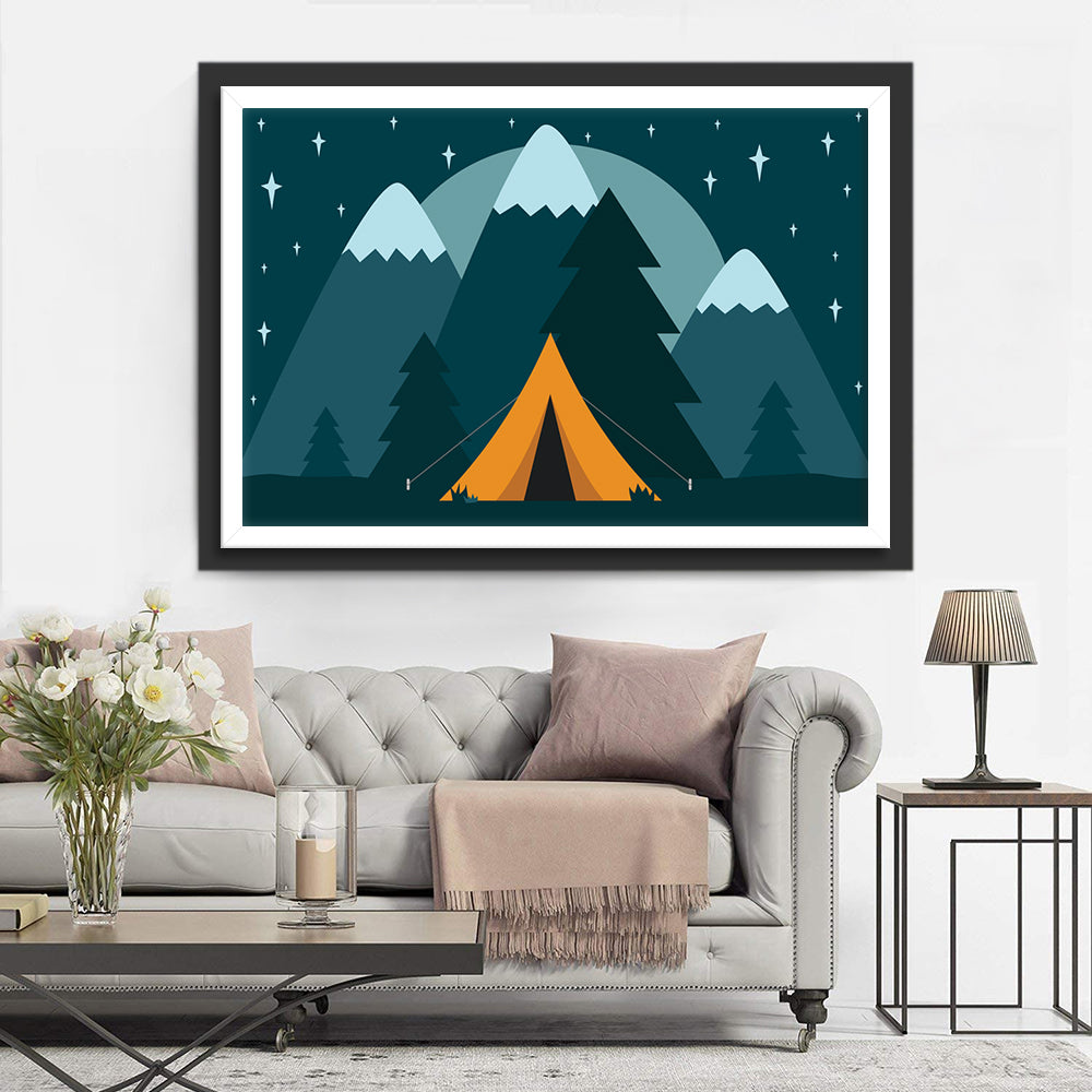 Happy Family Camping Forest Diamond Painting