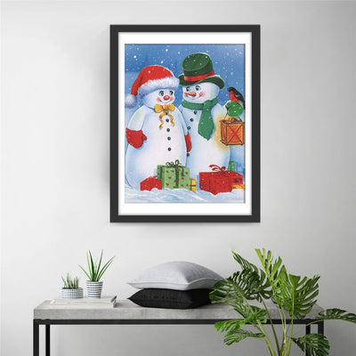 Cute Snowman Couple Christmas Diamond Painting