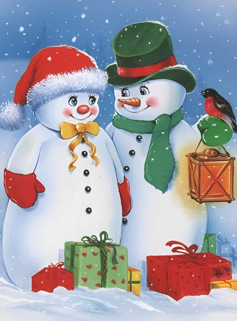 Cute Snowman Couple Christmas Diamond Painting