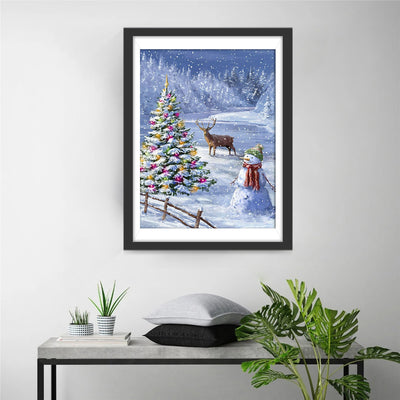 Christmas Tree and Reindeer Diamond Painting