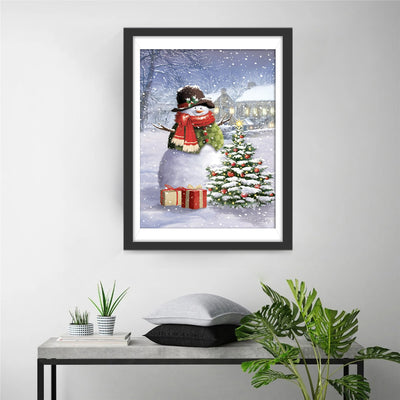 Round snowman Diamond Painting