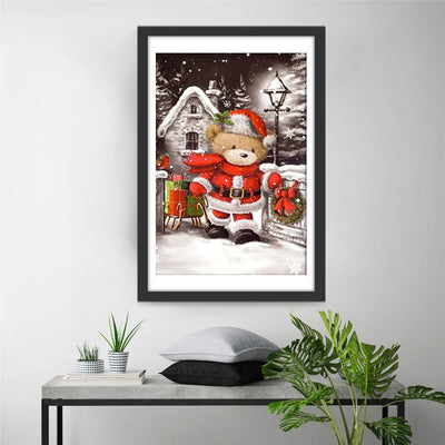 Cute Christmas Teddy Bear Diamond Painting