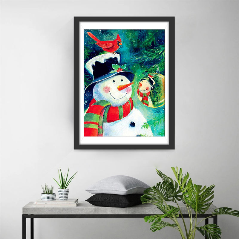 Snowman looking in the mirror Diamond Painting