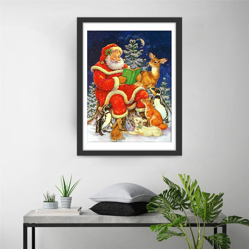 Santa Claus telling stories to animals Diamond Painting