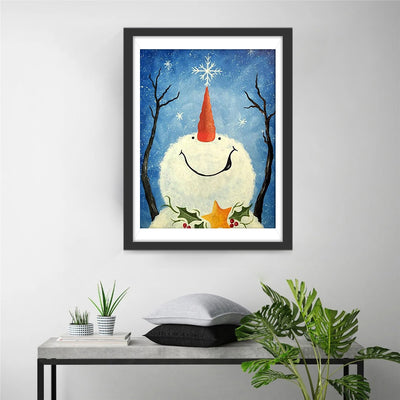 Snowman with head up Diamond Painting