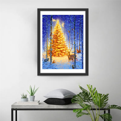 Forest golden Christmas tree Diamond Painting