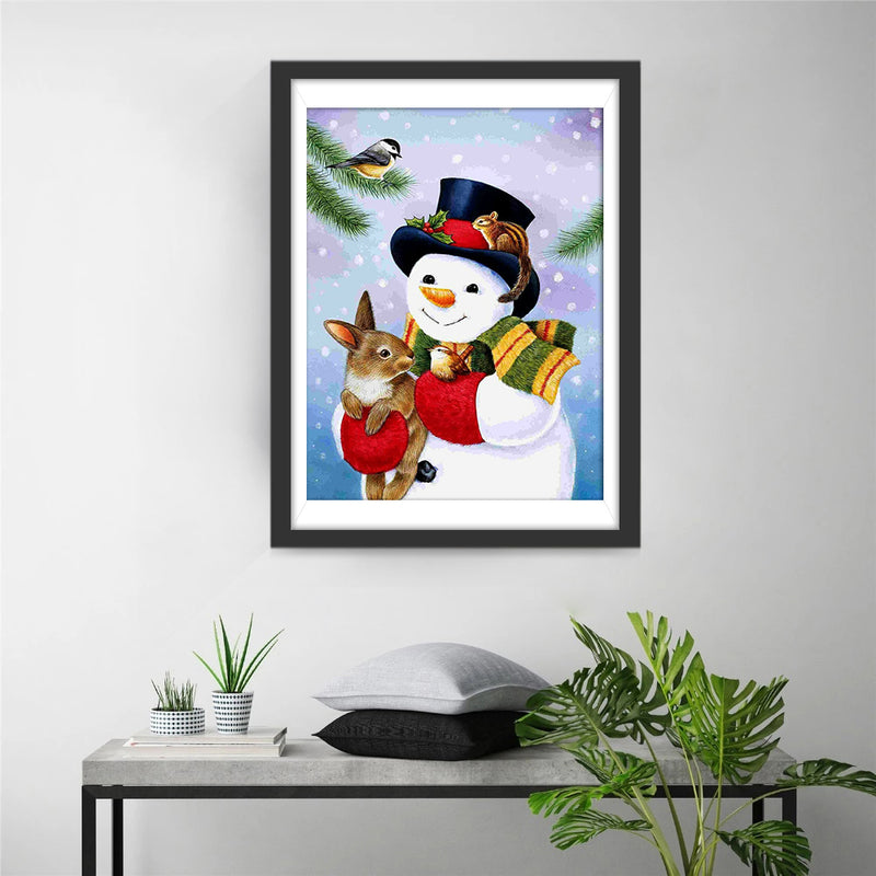 Snowman and bunnies Diamond Painting