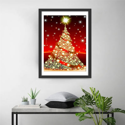 Sparkling Gold Christmas Tree Diamond Painting