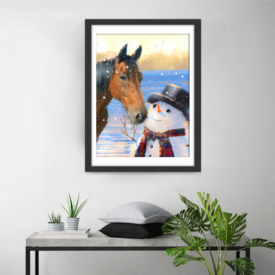 Horse and Snowman Diamond Painting