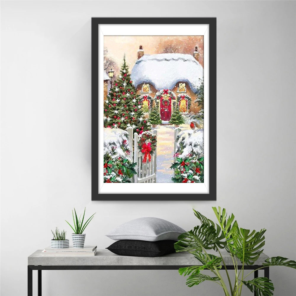 Snowy Christmas Cottage Diamond Painting
