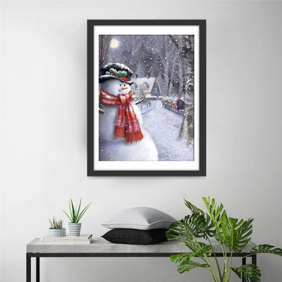 Snowman and Christmas sleigh Diamond Painting