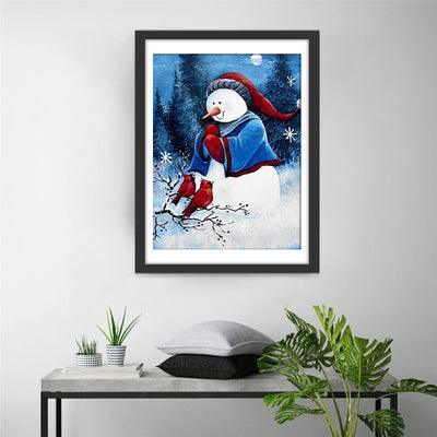 A snowman in a blue cape Diamond Painting