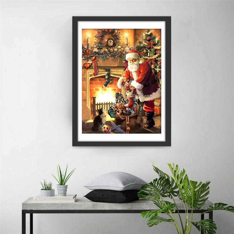 Santa Claus stuffing presents Diamond Painting