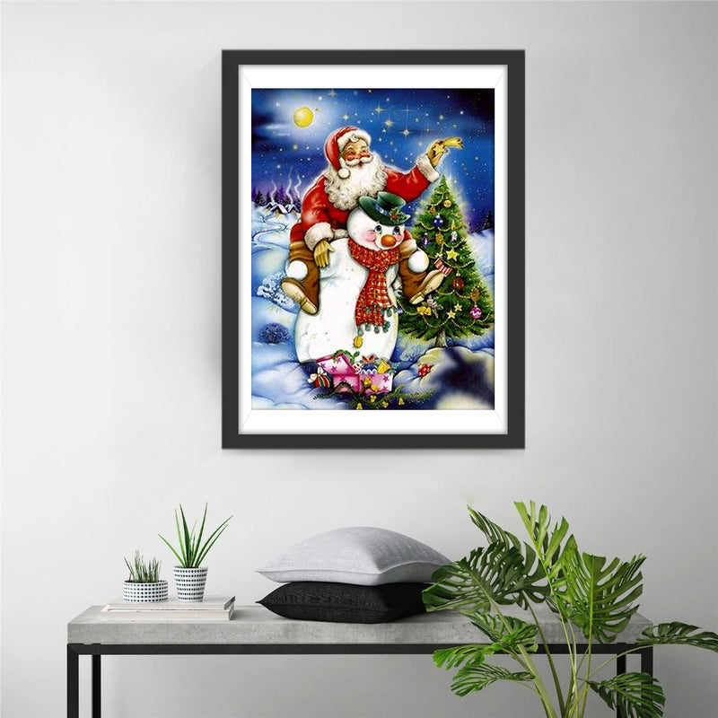 Snowman carrying Santa Claus 5D DIY Diamond Painting Kits