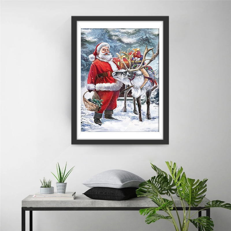 Santa and Reindeer in Snow 5D DIY Diamond Painting Kits