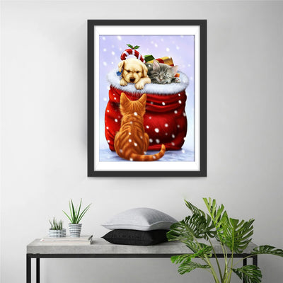 Santa hat and kittens and puppies 5D DIY Diamond Painting Kits