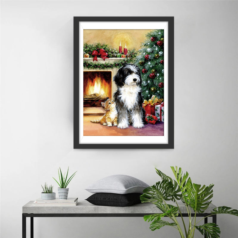 Christmas Shaggy Dog Diamond Painting