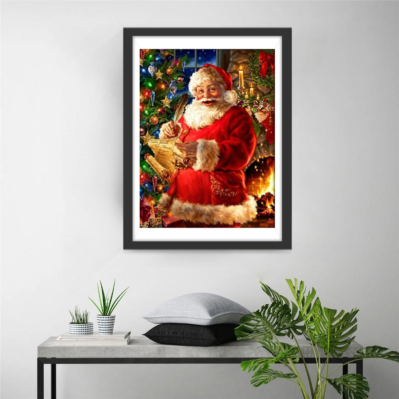 Santa Claus smiling and writing a letter Diamond Painting