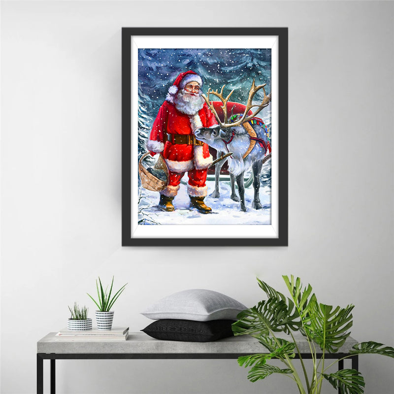 Christmas Elk Santa Claus Diamond Painting