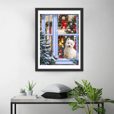 West Highland by the Christmas window 5D DIY Diamond Painting Kits