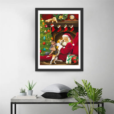 Beagle and Santa Diamond Painting