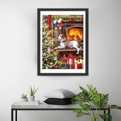 Dog and Christmas Gift Diamond Painting