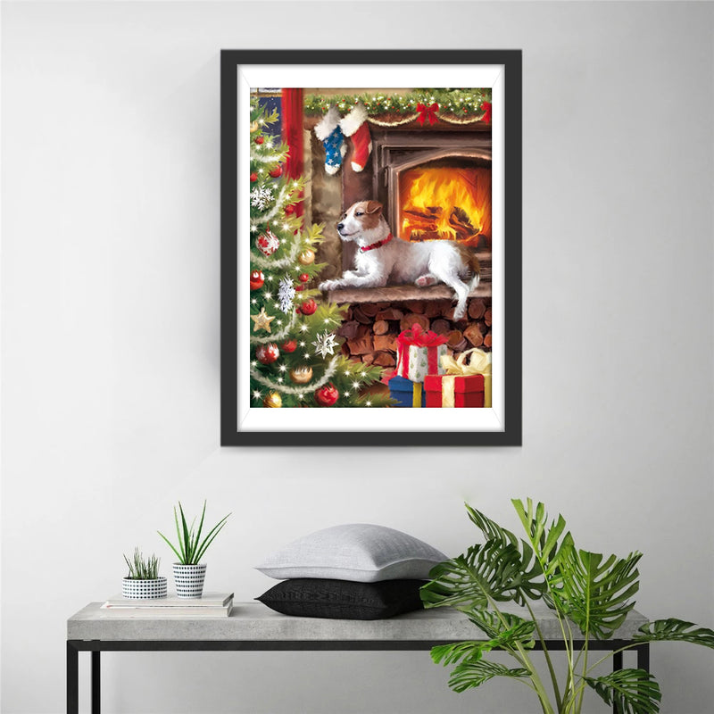 Dog and Christmas Gift Diamond Painting