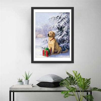 Dog in Winter Christmas Diamond Painting