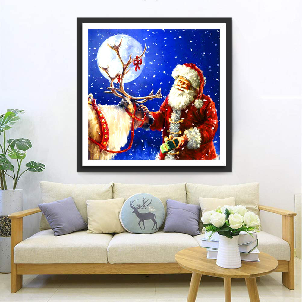 Santa Reindeer and Moon Diamond Painting