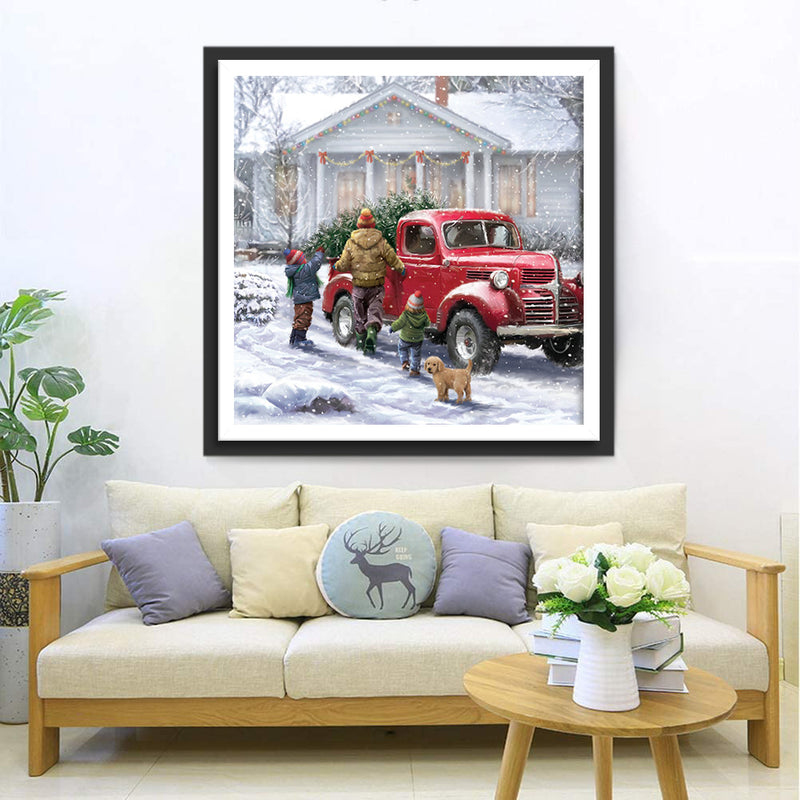 Family buying a Christmas tree Diamond Painting