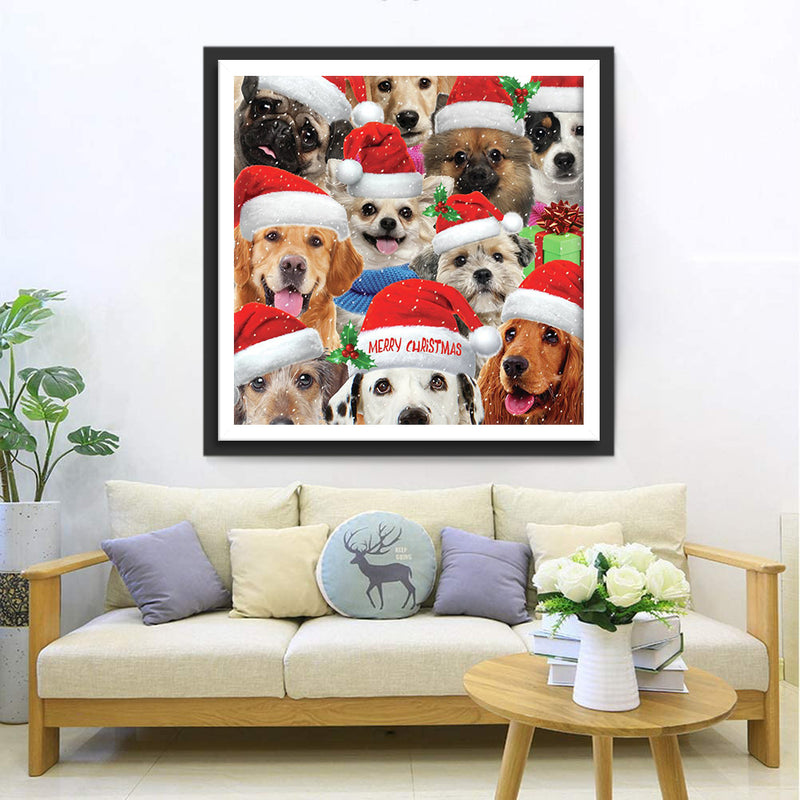 Cute Christmas Party Puppies Diamond Painting