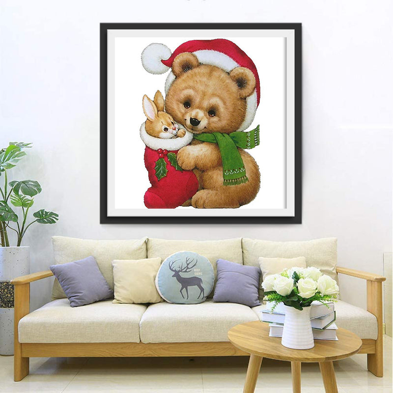 Christmas Bear and Rabbit Diamond Painting