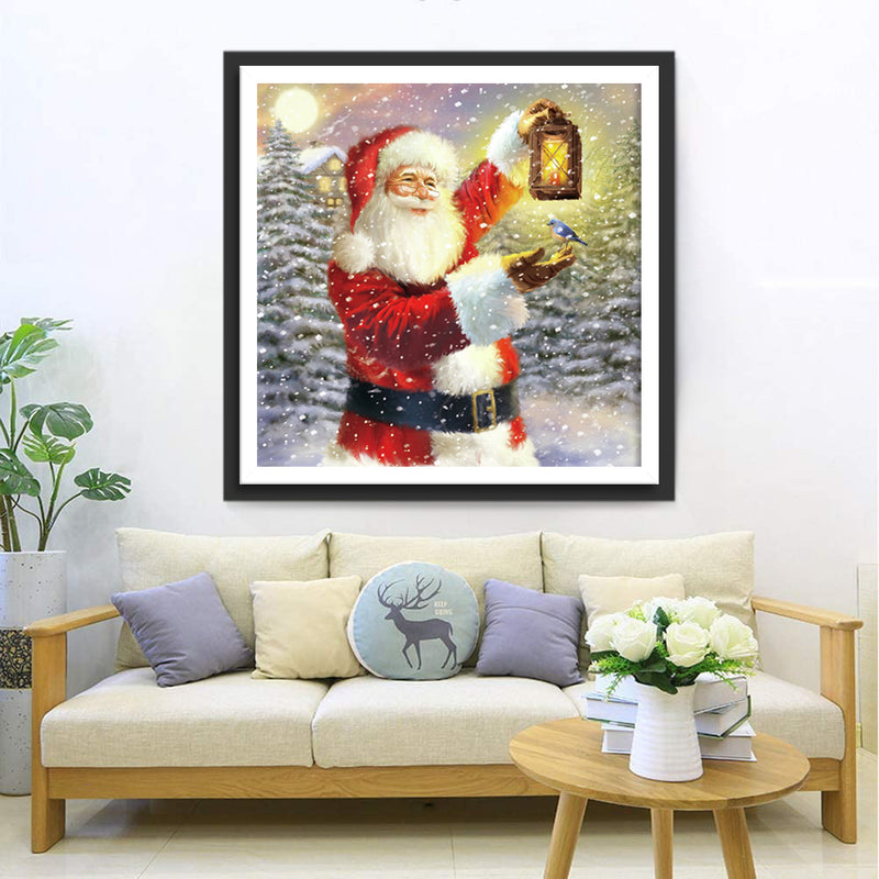 Christmas Santa and Bird Diamond Painting