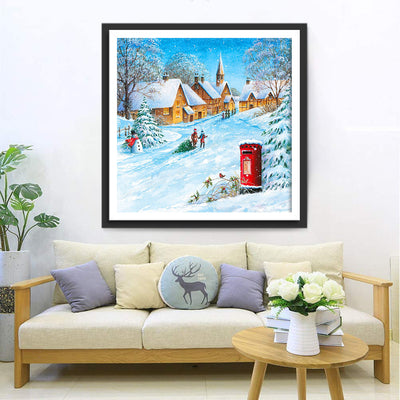 Christmas Town Mailbox Snowman 5D DIY Diamond Painting Kits