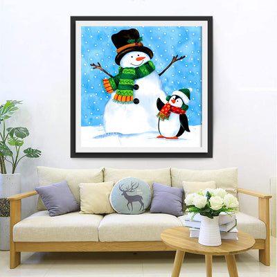 Celebrating Christmas with snowmen and penguins Diamond Painting