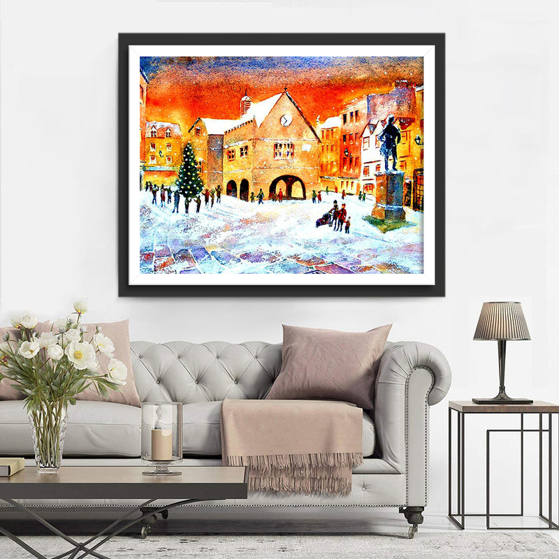 Frankfurt Romantic Christmas Market At Night Diamond Painting