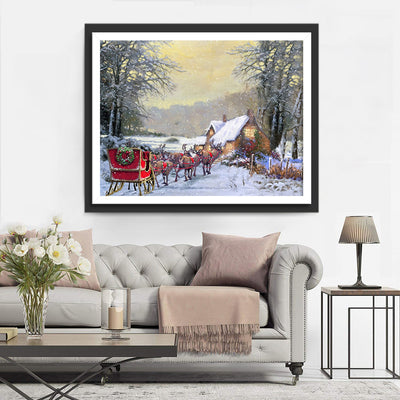 Reindeer sledding Diamond Painting