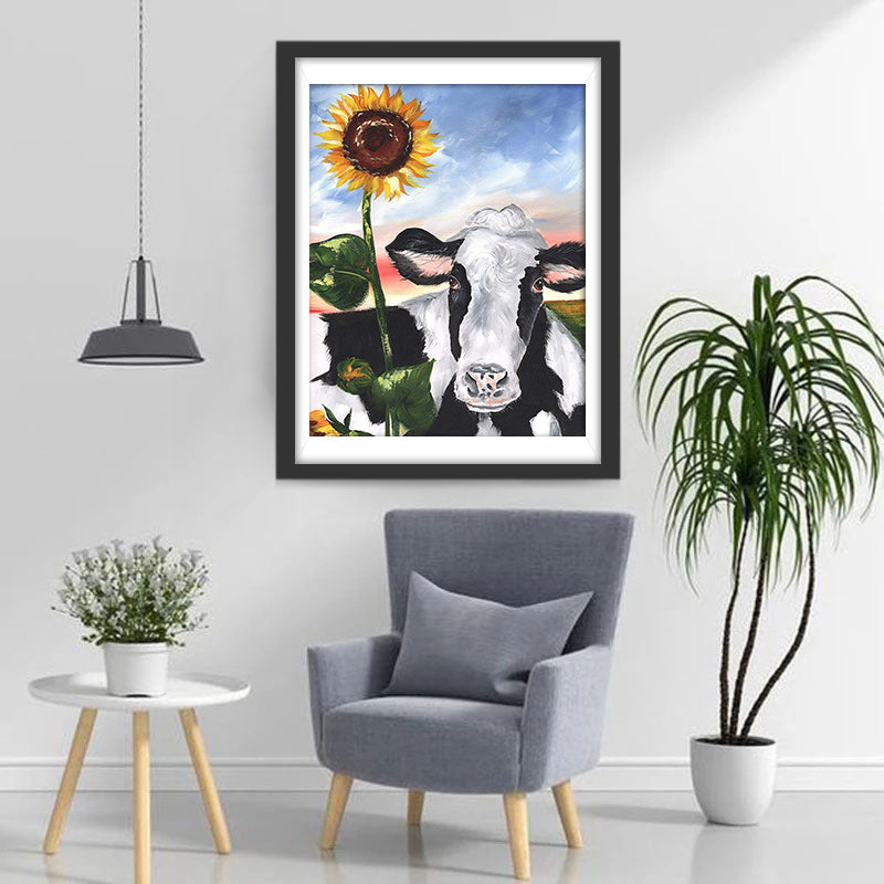 Cow and Sunflower Diamond Painting
