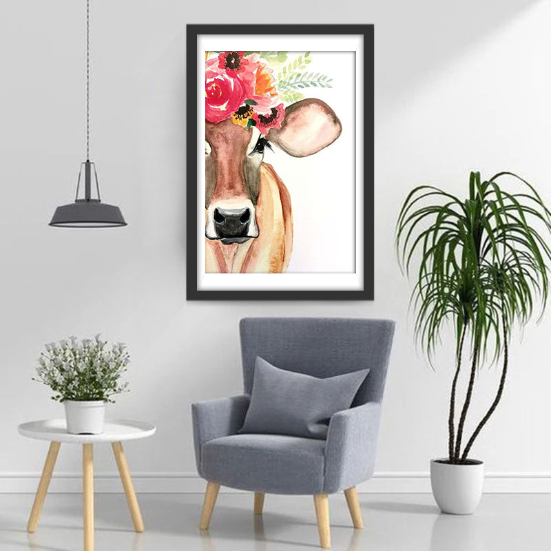 Domestic Ox with Wreaths of Roses Diamond Painting