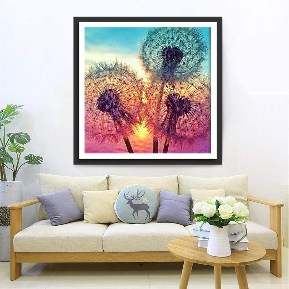 Dandelions and the Sun Diamond Painting