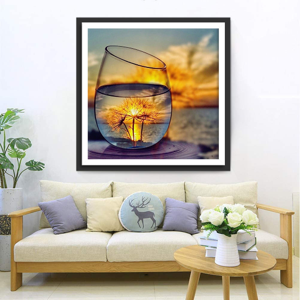 Dandelions in a Glass Diamond Painting