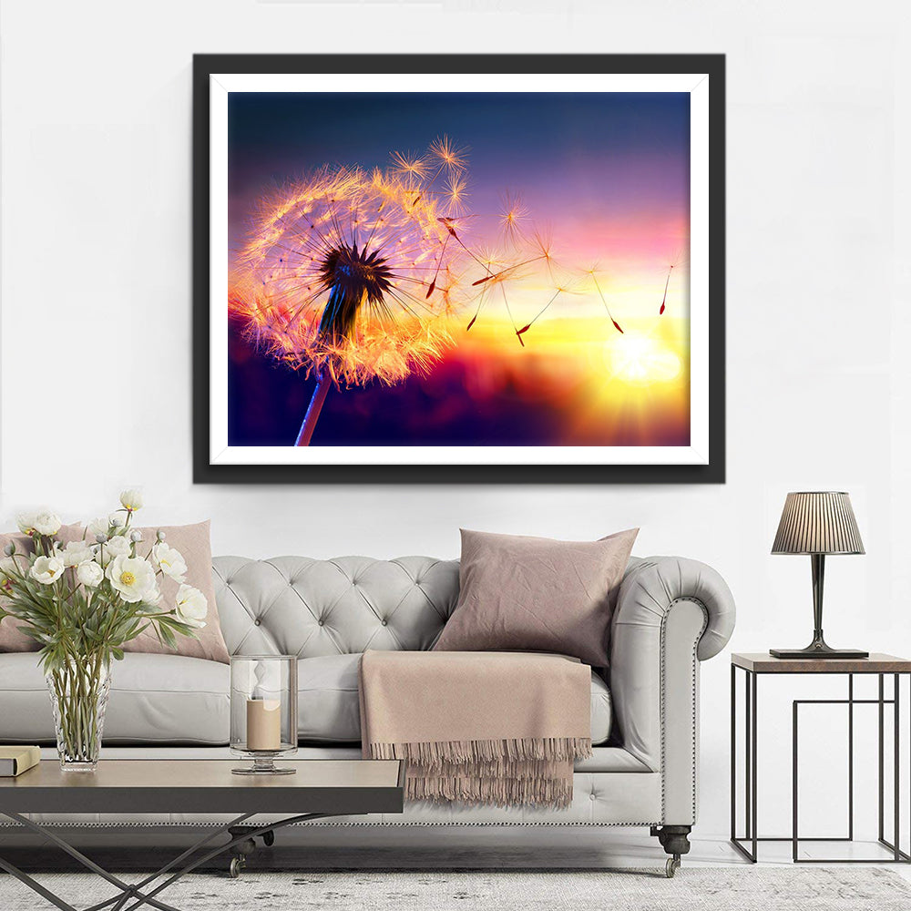 Flying Egrets of Dandelion Plant Diamond Painting