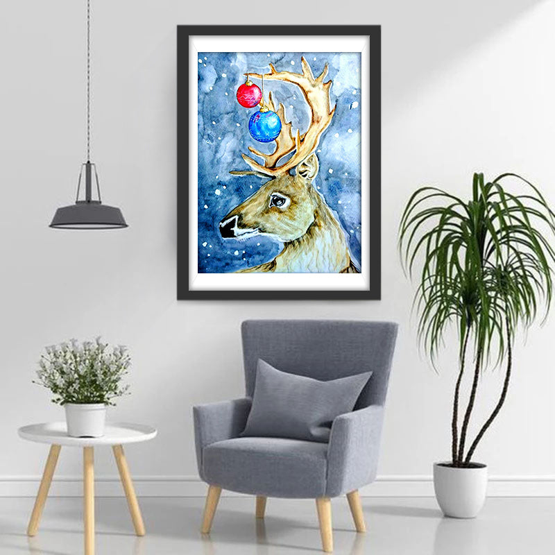 Deer with Colorful Christmas Balls Diamond Painting