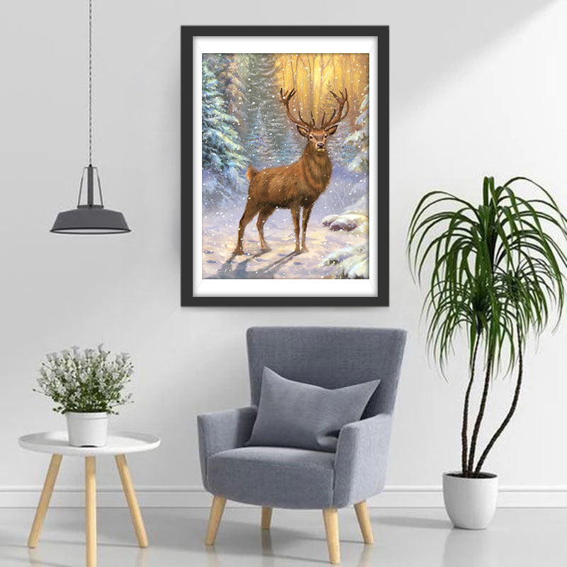 Beautiful Deer in the Snow Diamond Painting