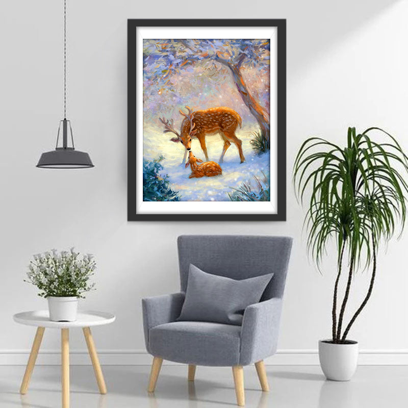 Mother Deer and Her Baby Diamond Painting