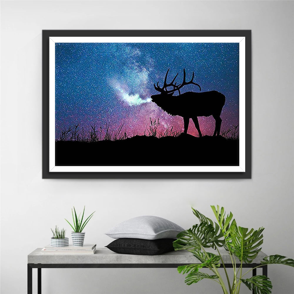 Moose and Starry Night Diamond Painting